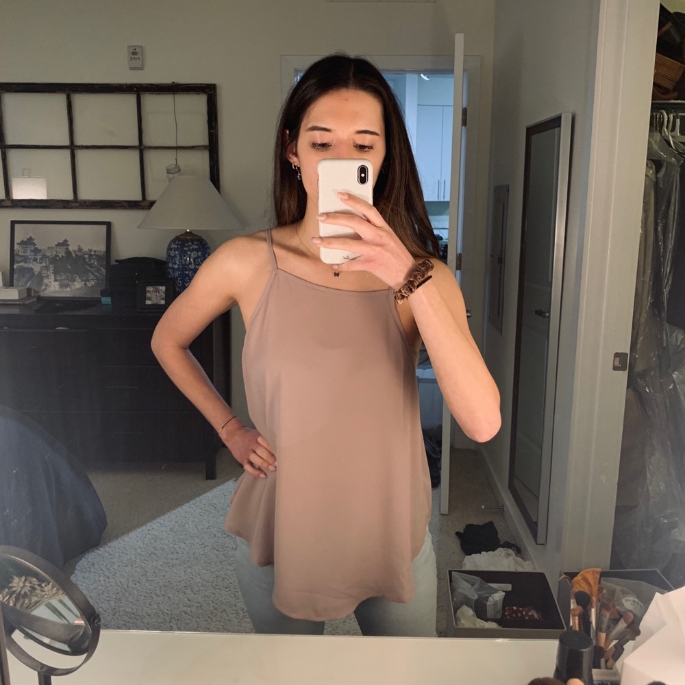 Lush Chiffon Dusty Rose High-Neck Tank Top size Large